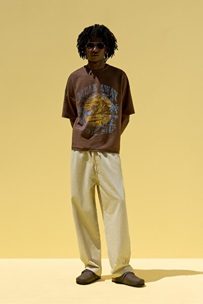 LEFTIES Çizgili baggy jogger jean