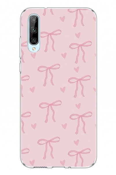 TechTree Huawei P Smart S Uyumlu Pembe Kalpli Fiyonklar Baskılı Silikon Kılıf