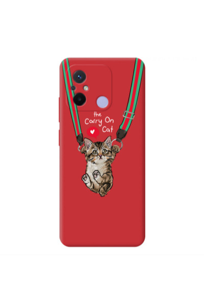 Other Xiaomi Redmi 12C Swinging cat Red Colored Silicone TPU Θήκη