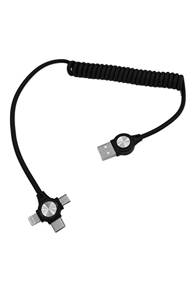 POWERTECH καλώδιο USB σε 3 in 1 CAB-U114, 12W, σπιράλ, έως 1m, μαύρο