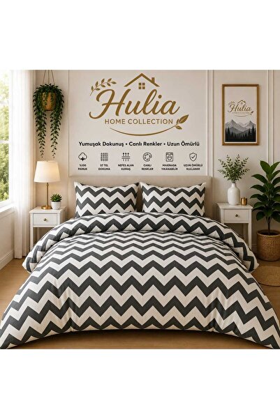 hulia home Ranforce Elastic Sheet Duvet Cover Set Double Size Cotton Soft Tex...