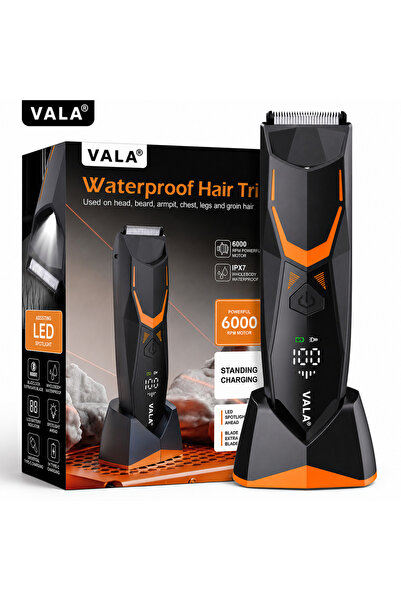 VALA ®   Trimmer corporal VS 113 BO pentru bărbați, Lame ceramice, Afișaj LED...