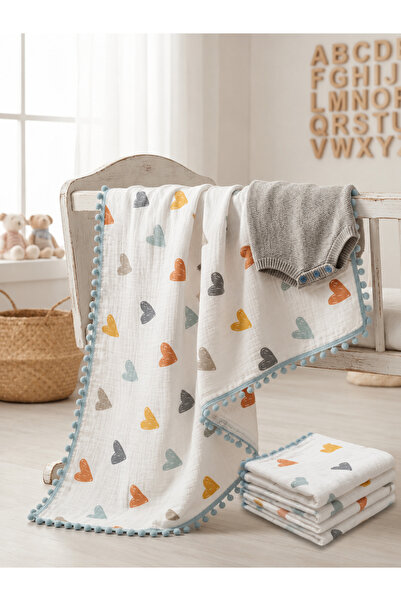 FLAMEL 100% Cotton Muslin Baby Blanket Double Layer Soft Multi-Purpose Cover