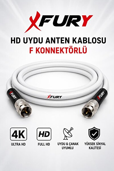 FURY HD Uydu Anten Kablosu 10 Metre F Konnektörlü Full HD 4K TV Kablosu