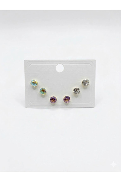 Inure Jewelry أقراط سوليتير متعددة الألوان - Kp00633