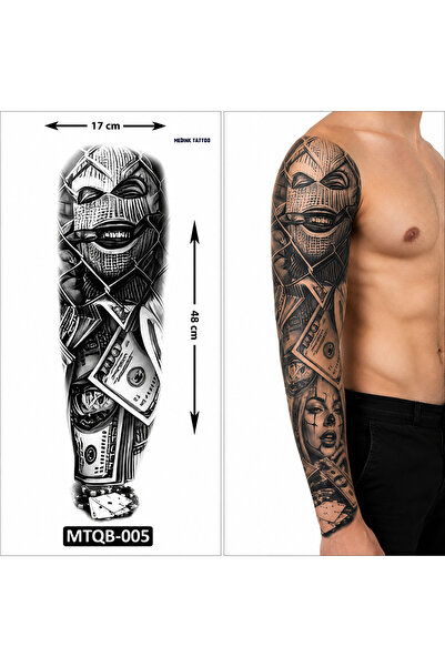medink tattoo 2 Hafta kalıcı Tam Kol Kaplama Geçici Dövme Sticker 17 x 48 cm ...
