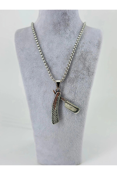 Inure Jewelry Three-Dimensional Razor Figure Steel Men's Necklace - Ekl0067