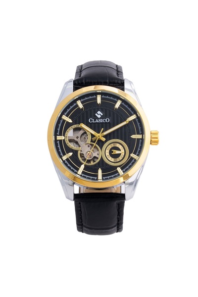 Clasico Elite Men's Open Heart Skeleton Leather Strap Watch – Premium Quartz ...