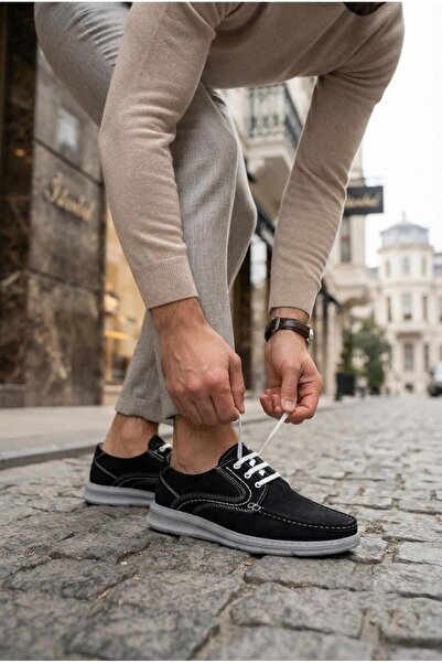 Mehmet Mete 42595 Soft Lightweight Lace-Up Nubuck Genuine Leather Men's Shoes