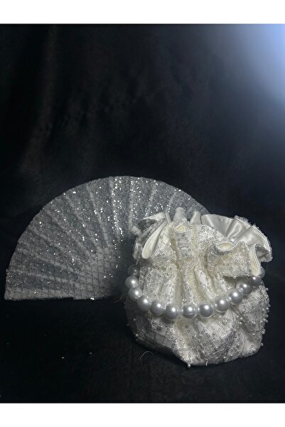 Bridal Luxe Pearl-Embellished Bridal Bag and Fan with Exclusive Design