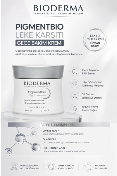 Bioderma Pigmentbio Night Renewer 50 ml – Brightening, Moisturizing Care Agai...