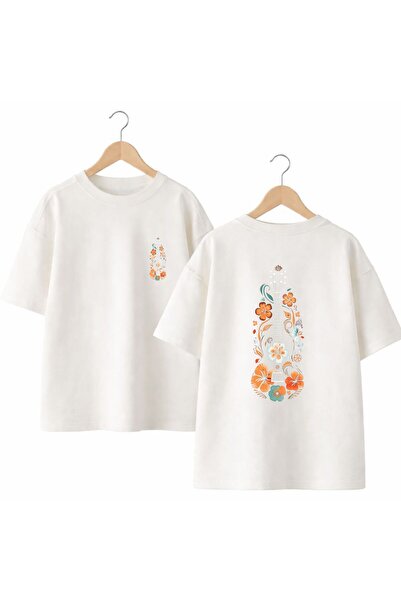 playwear Тениска с флорален десен и щампа на китара на гърба и предната част ...