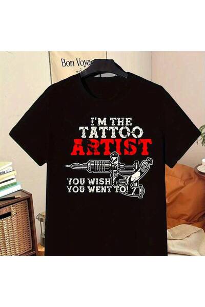 212Wear تي شيرت رجالي بتصميم I'm The Artist Wish You Went to Black Tattoo Art...
