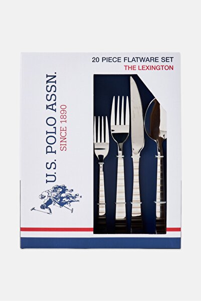 U.S. Polo Assn. 20 Pcs The Lexington Stainless Steel Flatware Cutlery Set, Si...