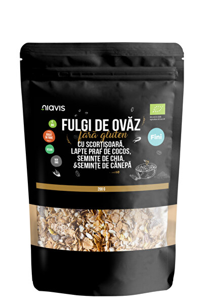 Niavis Fulgi de Ovaz Fini fara Gluten cu Scortisoara, Lapte Praf de Cocos, Se...
