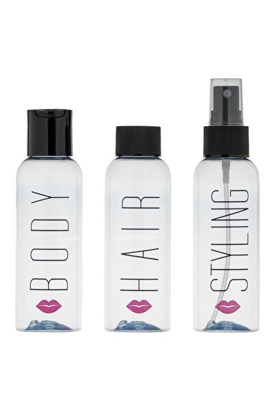 OEM Set Sticle de călătorie transparente cu Imprimeu 100ml - 3buc, pentru bag...