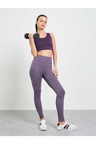 Styli Purple Tol Texture Broad Waistband Leggings