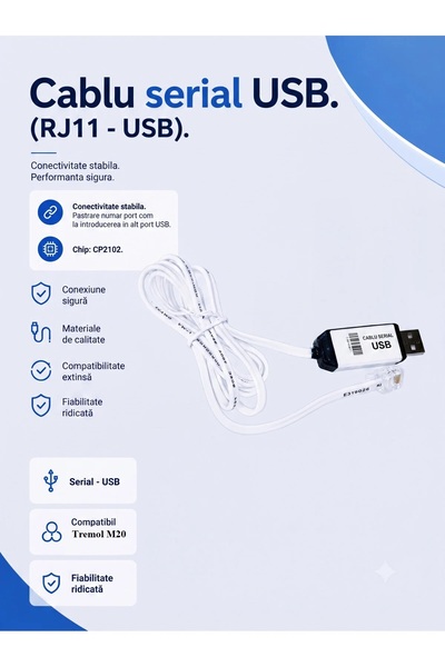 blu conect Cablu Conectare Casa de Marcat Tremol. (Serial - USB)