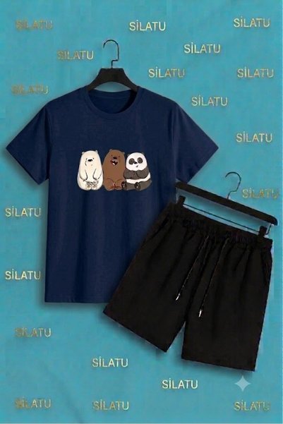 SILATU Unisex Family Bear Printed Shorts and T-Shirt Set