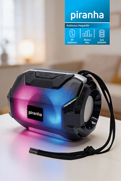Piranha 7859 RGB Işıklı TWS Bluetooth Hoparlör | USB & TF Kart Girişi | Kablo...