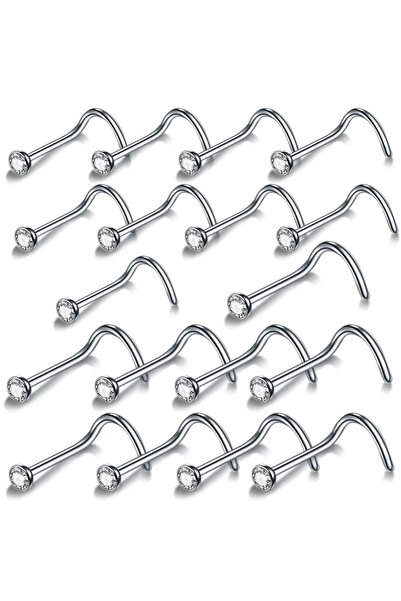 Choice3 0.8x7x2mm 10pcs 10pcs/lot Steel CZ Crystal Nose Stud Earrings Gemed N...