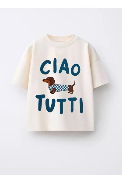 La ciel Paris Snoopy Desenli Pamuklu Kısa Kollu T-Shirt
