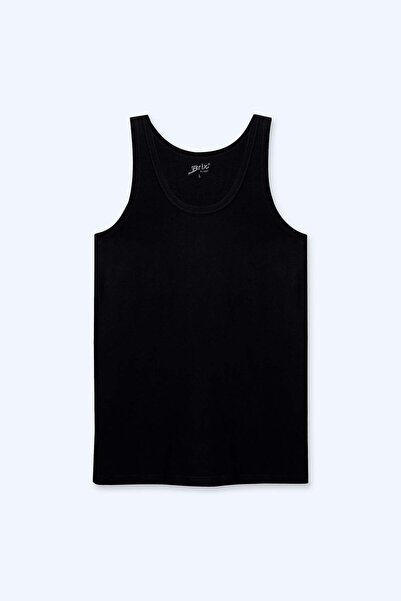 Brix Men's Ribbed Undershirt 100% Cotton Black