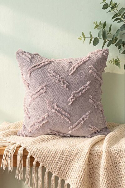 Rivaİstanbul Gray Line Patterned Embossed Textured Decorative Throw Pillow Cover