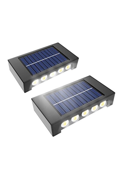 UTILIO ®   Set de 2 lămpi solare de perete, 10 LED-uri, Alb cald, Iluminare s...