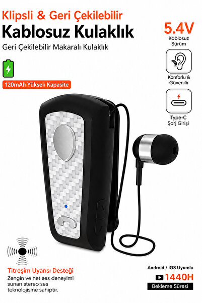 EXENAR Titreşimli Kablosuz Makaralı Kulaklık Titreşimli Bluetooth Kulaklık 15...