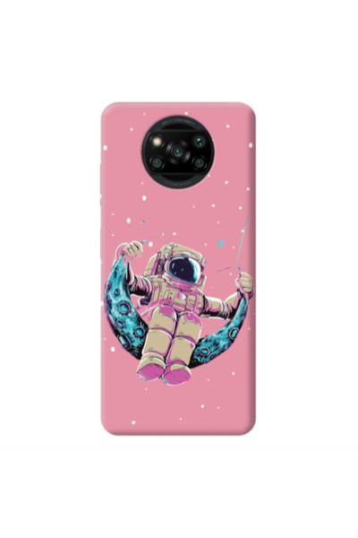 Other Xiaomi Poco X3 /X3 Pro Astronaut swinging on the moon Pink Colored Sili...
