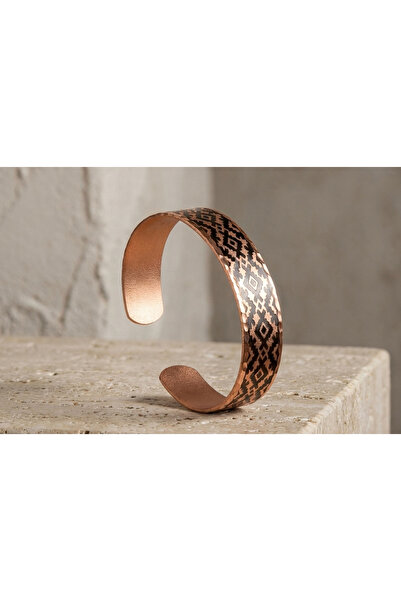 Erol Bakır Copper Anatolian Motif Adjustable Clamp Bracelet