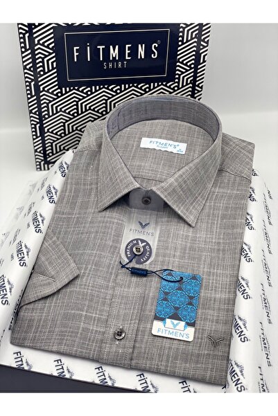 Fitmens Classic Short Sleeve Linen Collar Button down Comfortable Fabric Gift...