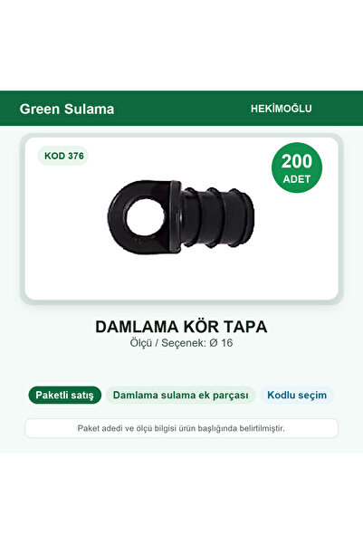 HEKİMOĞLU Drip Stop Plug Ø 16 200 Pieces Package Code 376