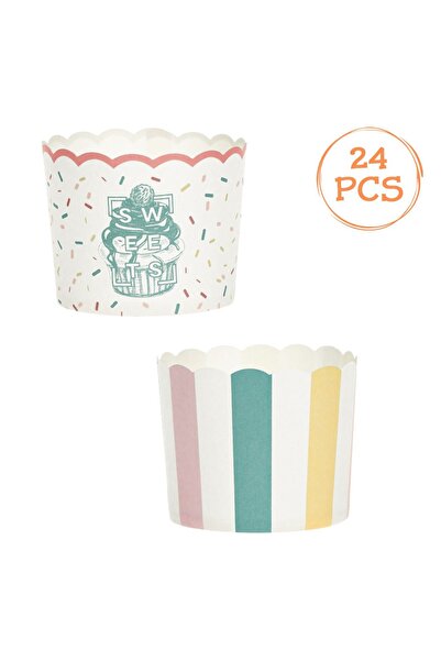 Z Store Forme de hârtie pentru brioșe curcubeu - 24 bucăți, 7x6cm