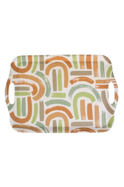 Z Store Tavă de servire bej cu dungi colorate - 41x28x2cm