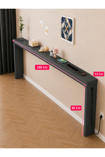 TrMuko Café Royale Vintage & USB-Tech Konsol Raf - 3 USB + 4 Priz Girişli MDF...