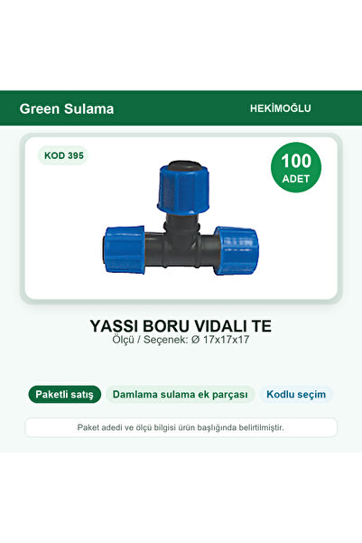 HEKİMOĞLU Flat Pipe Screw Te Ø 17X17X17 100 Pieces Package Code 395