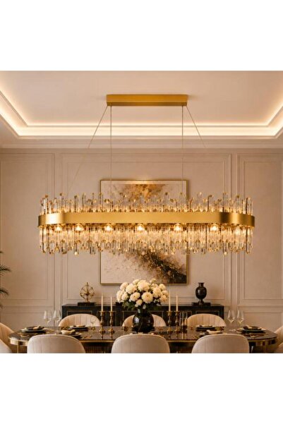 Generic Modern Gold Crystal Chandelier with Rectangular Design - Available in...