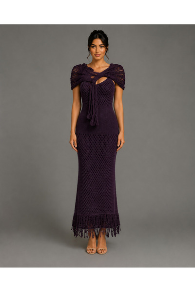 Queens dresses فستان ناعم مخرم 3 قطع