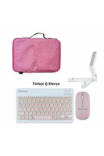 Microcase Huawei Matepad 11.5 2026 ile uyumlu Tablet Çanta+Türkçe Bluetooth Klavye +Mouse+ Standı - Pembe AL8127