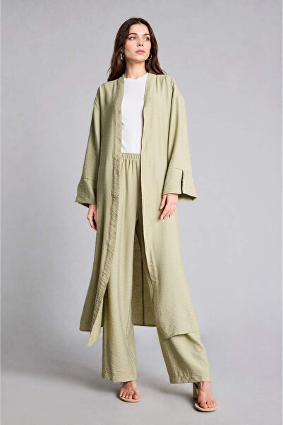 DeFacto Regular Fit Off-Shoulder Long Sleeve Khaki Kimono I0703Ax26Hs