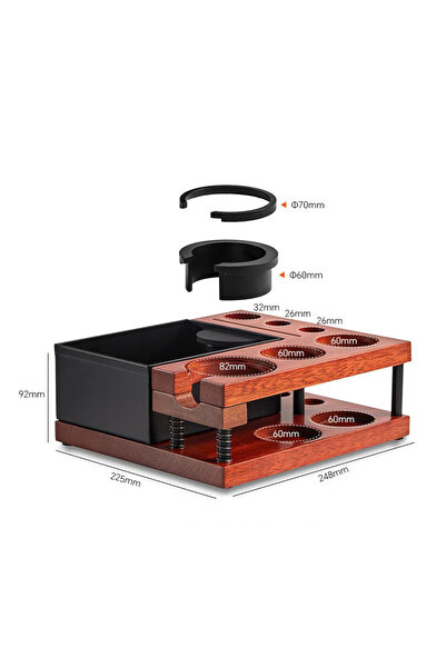 Choice1 Square-Spring 51-58mm Coffee Tamper Station Stand with Knock Box Wood...