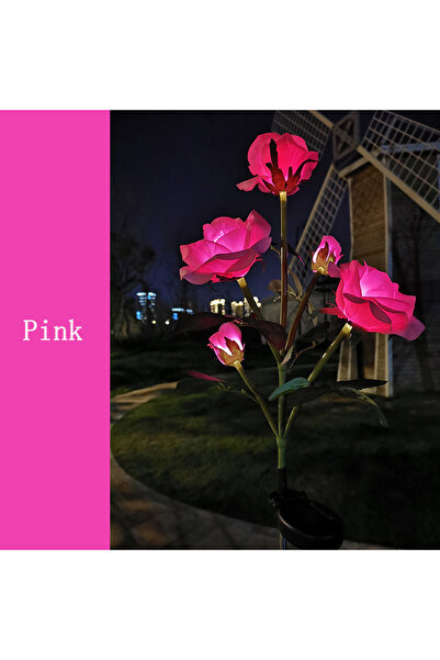 Choice1 Pink 5 Heads Solar Lights Outdoor Decorative Solar Garden Lights Rose...