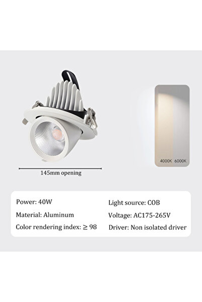 choice2 Natural White-4000K AC 175-265V 40W Led COB Downlight Recessed Light ...