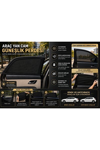 MUASL RENAULT MEGAN 2 Model Uyumlu KaliteliGüneşlik, 2'li Yan Cam Güneşlik Pe...
