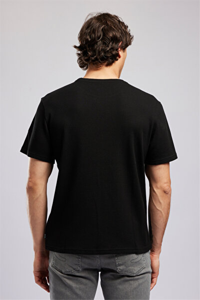 Lee Cooper CONROY Erkek Regular Fit %100 Pamuk Baskılı Bisiklet Yaka T-Shirt Siyah