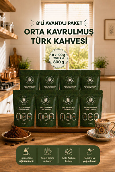 Antep Pazarı Türk kahvesi-Orta Kavrulmuş 100 gr x 8 Adet