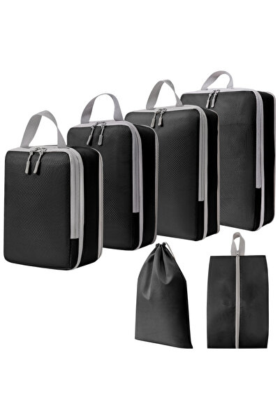 Choice1 black Homefish Set/6 pcs Compressible Packing Travel Storage Bag Cube...
