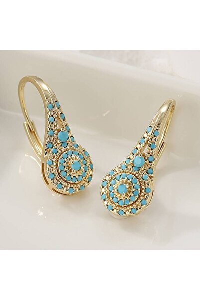 Choice E5459 Huitan Women Drop Earrings Bohemia Style Inlaid Blue Turquoise E...
